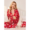 image:imageEkouaer Pajamas Womens Long Sleeve Sleepwear Soft Button Down Loungewear Pjs Lounge Set Nightwear XSXXLChristmas Red With Gingerbread Man