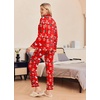 image:imageEkouaer Pajamas Womens Long Sleeve Sleepwear Soft Button Down Loungewear Pjs Lounge Set Nightwear XSXXLChristmas Red With Gingerbread Man