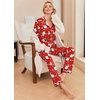 image:imageEkouaer Pajamas Womens Long Sleeve Sleepwear Soft Button Down Loungewear Pjs Lounge Set Nightwear XSXXLChristmas Red With Santa Pattern