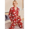 image:imageEkouaer Pajamas Womens Long Sleeve Sleepwear Soft Button Down Loungewear Pjs Lounge Set Nightwear XSXXLChristmas Red With Santa Pattern