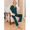 image:imageEkouaer Pajamas Womens Long Sleeve Sleepwear Soft Button Down Loungewear Pjs Lounge Set Nightwear XSXXLDark Green