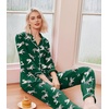 image:imageEkouaer Pajamas Womens Long Sleeve Sleepwear Soft Button Down Loungewear Pjs Lounge Set Nightwear XSXXLDark Greentiger