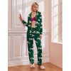 image:imageEkouaer Pajamas Womens Long Sleeve Sleepwear Soft Button Down Loungewear Pjs Lounge Set Nightwear XSXXLDark Greentiger