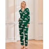 image:imageEkouaer Pajamas Womens Long Sleeve Sleepwear Soft Button Down Loungewear Pjs Lounge Set Nightwear XSXXLDark Greentiger