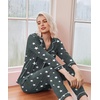 image:imageEkouaer Pajamas Womens Long Sleeve Sleepwear Soft Button Down Loungewear Pjs Lounge Set Nightwear XSXXLDark Grey White Stars