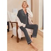 image:imageEkouaer Pajamas Womens Long Sleeve Sleepwear Soft Button Down Loungewear Pjs Lounge Set Nightwear XSXXLDeep Flower Gray