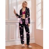 image:imageEkouaer Pajamas Womens Long Sleeve Sleepwear Soft Button Down Loungewear Pjs Lounge Set Nightwear XSXXLFloral Black Pink