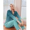 image:imageEkouaer Pajamas Womens Long Sleeve Sleepwear Soft Button Down Loungewear Pjs Lounge Set Nightwear XSXXLFloral Blue Green