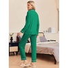 image:imageEkouaer Pajamas Womens Long Sleeve Sleepwear Soft Button Down Loungewear Pjs Lounge Set Nightwear XSXXLGreen