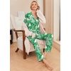image:imageEkouaer Pajamas Womens Long Sleeve Sleepwear Soft Button Down Loungewear Pjs Lounge Set Nightwear XSXXLGreen Leaves