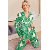 image:imageEkouaer Pajamas Womens Long Sleeve Sleepwear Soft Button Down Loungewear Pjs Lounge Set Nightwear XSXXLGreen Leaves
