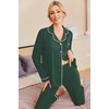 image:imageEkouaer Pajamas Womens Long Sleeve Sleepwear Soft Button Down Loungewear Pjs Lounge Set Nightwear XSXXLGreen With White Dots