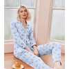 image:imageEkouaer Pajamas Womens Long Sleeve Sleepwear Soft Button Down Loungewear Pjs Lounge Set Nightwear XSXXLLight Blueanimal