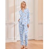 image:imageEkouaer Pajamas Womens Long Sleeve Sleepwear Soft Button Down Loungewear Pjs Lounge Set Nightwear XSXXLLight Blueanimal