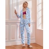 image:imageEkouaer Pajamas Womens Long Sleeve Sleepwear Soft Button Down Loungewear Pjs Lounge Set Nightwear XSXXLLight Blueanimal