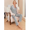 image:imageEkouaer Pajamas Womens Long Sleeve Sleepwear Soft Button Down Loungewear Pjs Lounge Set Nightwear XSXXLLight Grey