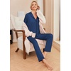 image:imageEkouaer Pajamas Womens Long Sleeve Sleepwear Soft Button Down Loungewear Pjs Lounge Set Nightwear XSXXLNavy Blue