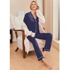 image:imageEkouaer Pajamas Womens Long Sleeve Sleepwear Soft Button Down Loungewear Pjs Lounge Set Nightwear XSXXLNavy With White Dots