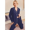 image:imageEkouaer Pajamas Womens Long Sleeve Sleepwear Soft Button Down Loungewear Pjs Lounge Set Nightwear XSXXLNavy With White Dots