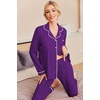 image:imageEkouaer Pajamas Womens Long Sleeve Sleepwear Soft Button Down Loungewear Pjs Lounge Set Nightwear XSXXLPurple