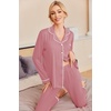 image:imageEkouaer Pajamas Womens Long Sleeve Sleepwear Soft Button Down Loungewear Pjs Lounge Set Nightwear XSXXLPurple Red