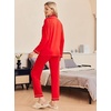 image:imageEkouaer Pajamas Womens Long Sleeve Sleepwear Soft Button Down Loungewear Pjs Lounge Set Nightwear XSXXLRed