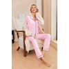 image:imageEkouaer Pajamas Womens Long Sleeve Sleepwear Soft Button Down Loungewear Pjs Lounge Set Nightwear XSXXLStriped Pink