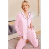 image:imageEkouaer Pajamas Womens Long Sleeve Sleepwear Soft Button Down Loungewear Pjs Lounge Set Nightwear XSXXLStriped Pink