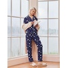 image:imageEkouaer Pajamas Womens Long Sleeve Sleepwear Soft Button Down Loungewear Pjs Lounge Set Nightwear XSXXLTeddy Navy
