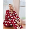 image:imageEkouaer Pajamas Womens Long Sleeve Sleepwear Soft Button Down Loungewear Pjs Lounge Set Nightwear XSXXLTeddy Wine
