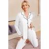 image:imageEkouaer Pajamas Womens Long Sleeve Sleepwear Soft Button Down Loungewear Pjs Lounge Set Nightwear XSXXLWhite