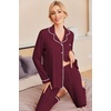 image:imageEkouaer Pajamas Womens Long Sleeve Sleepwear Soft Button Down Loungewear Pjs Lounge Set Nightwear XSXXLWine Red