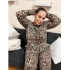 image:imageEkouaer Pajamas Womens Long Sleeve Sleepwear with Long Pants Soft Loungewear Pj Set SXXLApricot Leopard Print