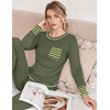image:imageEkouaer Pajamas Womens Long Sleeve Sleepwear with Long Pants Soft Loungewear Pj Set SXXLArmy Green
