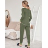 image:imageEkouaer Pajamas Womens Long Sleeve Sleepwear with Long Pants Soft Loungewear Pj Set SXXLArmy Green