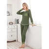 image:imageEkouaer Pajamas Womens Long Sleeve Sleepwear with Long Pants Soft Loungewear Pj Set SXXLArmy Green