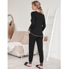 image:imageEkouaer Pajamas Womens Long Sleeve Sleepwear with Long Pants Soft Loungewear Pj Set SXXLBlack