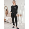 image:imageEkouaer Pajamas Womens Long Sleeve Sleepwear with Long Pants Soft Loungewear Pj Set SXXLBlack
