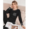 image:imageEkouaer Pajamas Womens Long Sleeve Sleepwear with Long Pants Soft Loungewear Pj Set SXXLBlack