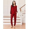 image:imageEkouaer Pajamas Womens Long Sleeve Sleepwear with Long Pants Soft Loungewear Pj Set SXXLBlack and Red Plaid