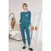 image:imageEkouaer Pajamas Womens Long Sleeve Sleepwear with Long Pants Soft Loungewear Pj Set SXXLBlue Green