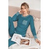 image:imageEkouaer Pajamas Womens Long Sleeve Sleepwear with Long Pants Soft Loungewear Pj Set SXXLBlue Green