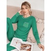 image:imageEkouaer Pajamas Womens Long Sleeve Sleepwear with Long Pants Soft Loungewear Pj Set SXXLBright Green