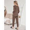 image:imageEkouaer Pajamas Womens Long Sleeve Sleepwear with Long Pants Soft Loungewear Pj Set SXXLBrown