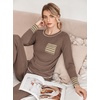 image:imageEkouaer Pajamas Womens Long Sleeve Sleepwear with Long Pants Soft Loungewear Pj Set SXXLBrown
