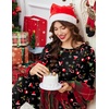 image:imageEkouaer Pajamas Womens Long Sleeve Sleepwear with Long Pants Soft Loungewear Pj Set SXXLChristmas Hat on Black