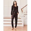 image:imageEkouaer Pajamas Womens Long Sleeve Sleepwear with Long Pants Soft Loungewear Pj Set SXXLChristmas Hat on Black
