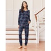image:imageEkouaer Pajamas Womens Long Sleeve Sleepwear with Long Pants Soft Loungewear Pj Set SXXLChristmas Santa on Navy