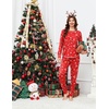 image:imageEkouaer Pajamas Womens Long Sleeve Sleepwear with Long Pants Soft Loungewear Pj Set SXXLChristmas Tree on Red