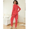 image:imageEkouaer Pajamas Womens Long Sleeve Sleepwear with Long Pants Soft Loungewear Pj Set SXXLChristmas Tree on Red